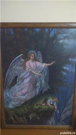 Pictura pe panza "Înger păzitor", an 1950, semnat Ciubotaru