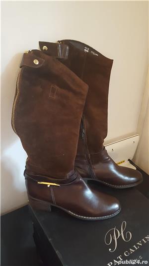 cizme dama piele neteda si intoarsa maro masura 40 - imagine 2