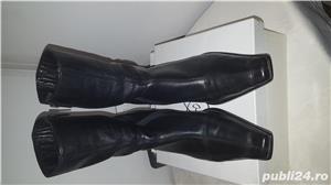 cizme dama scurte din piele culoare neagra marimea 39-40 - imagine 2