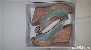 sandale dama din piele, culoare verde, italienesti, marimea 40