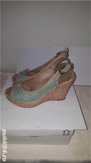 sandale dama din piele, culoare verde, italienesti, marimea 40 - imagine 2