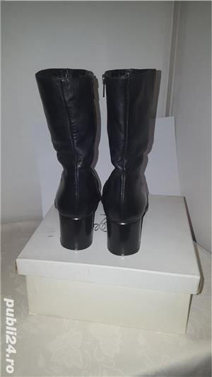 cizme dama scurte din piele culoare neagra marimea 39-40 - imagine 4