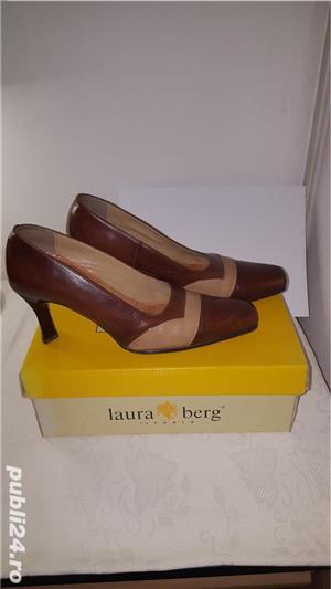 pantofi dama maro-bej din piele marimea 40 - imagine 7