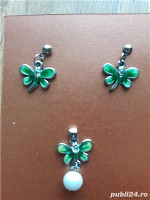 Set bijuterii fluturasi verde