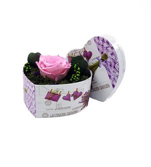 Trandafir criogenat 6,5cm intr-o cutie in forma de inima  - imagine 3