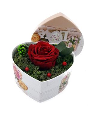 Trandafir criogenat 6,5cm intr-o cutie in forma de inima  - imagine 6