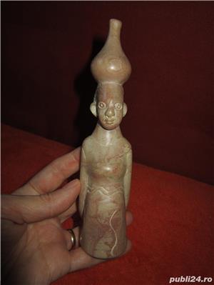 cadou rar si unic Arta Africana Sculptura piatra naturala roz Mama cu copil - imagine 4