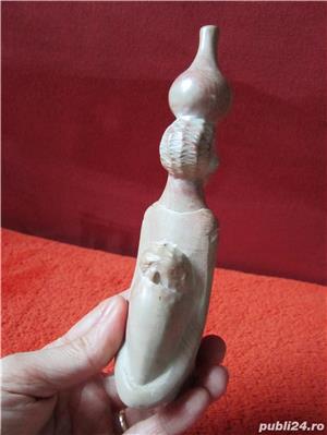 cadou rar si unic Arta Africana Sculptura piatra naturala roz Mama cu copil - imagine 2