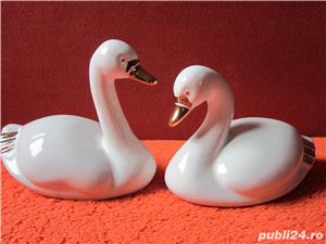 cadou rar Love -vintage Elegant Swan portelan fin alb pictat aur Germania'70 
