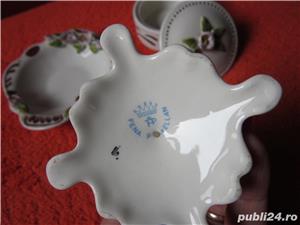 cadou rar Fena 3 piese handmade anii'70 portelan fin flori 3D si detalii aur - imagine 3