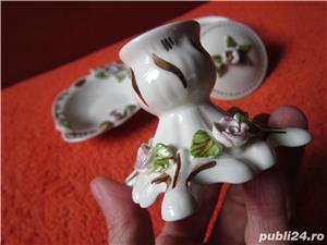 cadou rar Fena 3 piese handmade anii'70 portelan fin flori 3D si detalii aur - imagine 4