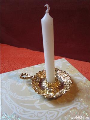 suport,sfesnic lumanare , vintage, mic ,metal, auriu -un cadou inedit