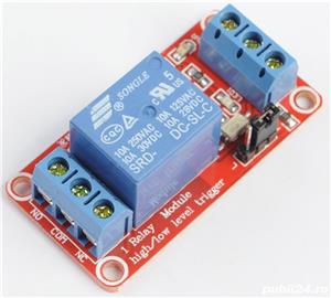 Modul cu 1 releu alimentare 12V, contact 10A - AC 220,shift level optocuplor TTL, relee Arduino auto - imagine 3