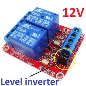 Modul cu 2 relee alimentare 12V, contact 10A - AC 220,shift level optocuplor TTL, relee Arduino auto