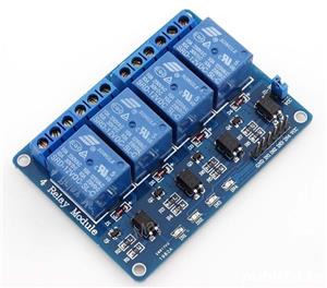 Modul cu 4 relee alimentare 12V, contact 10A - AC 220,optocuplor TTL, relee Arduino auto
