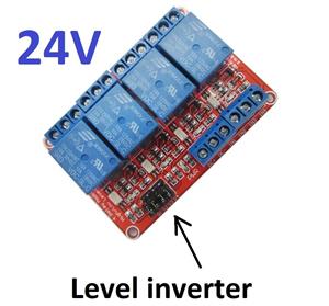 Modul cu 4 relee alimentare 24V, contact 10A - AC 220,shift level optocuplor TTL, relee Arduino auto