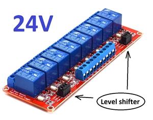 Modul cu 8 relee alimentare 24v, contact 10a - ac 220,shift level optocuplor ttl, relee arduino auto