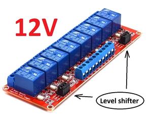 Modul cu 8 relee alimentare 12v, contact 10a - ac 220,shift level optocuplor ttl, relee arduino auto