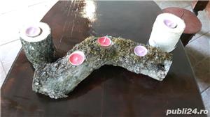 Suport lumanari din lemn masiv 