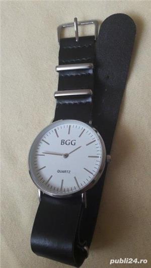 Ceas de mana barbati brand BGG curea piele neagră - imagine 2
