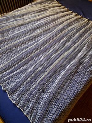 Perdea alba- NOUA- 140x300 cm- cu putin bej in impletitura rombului - imagine 4