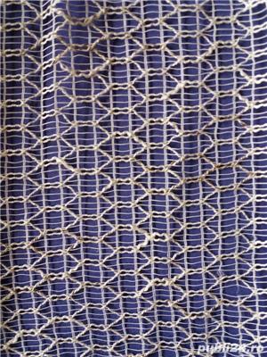 Perdea alba- NOUA- 140x300 cm- cu putin bej in impletitura rombului - imagine 2