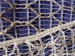 Perdea alba- NOUA- 140x300 cm- cu putin bej in impletitura rombului - imagine 3