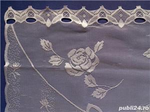 Perdea alba- NOUA- 30(60)x167 cm- cu trandafiri si fundite - imagine 5