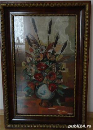 goblen mare  1,2 m x 0,65  in rama de lemn de nuc  - imagine 2