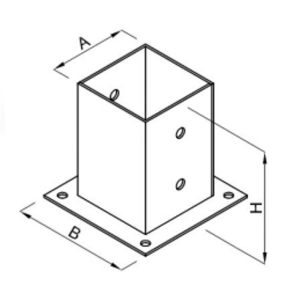 Suport baza stalp lemn 71x150x150x2mm - imagine 4