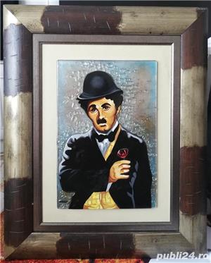  Art Georgies Tablou Charlie Chaplin sticla fuzionata inramat 55x69cm 