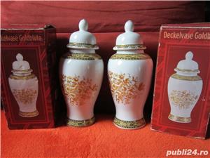 cadou rar deosebit vaze portelan colectia Ming flori pictate aur Germania 2004, 2008