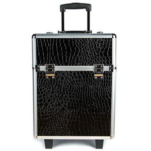 Troler pentru cosmetica mobil MU20, aluminiu, negru geanta make up geanta depozitare cosmetice  - imagine 2