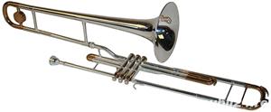 Trombon Bb (Si bemol) 3 pistoane Karl Glaser argintiu cu auriu