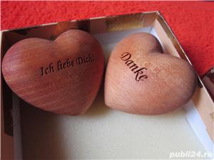 cadou inedit - inima din lemn de maslin - 2 bucati - imagine 5