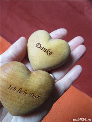 cadou inedit - inima din lemn de maslin - 2 bucati - imagine 3