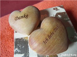 cadou inedit - inima din lemn de maslin - 2 bucati - imagine 1