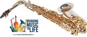 Saxofon Alto Karl Glaser ARGINTIU + AURIU curbat Saxophone Germania