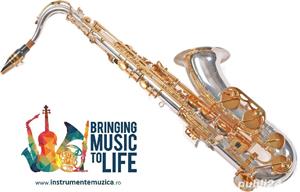 Tenor Saxofon ARGINTIU+AURIU curbat Nou Karl Glaser Sax Saxophone Si b
