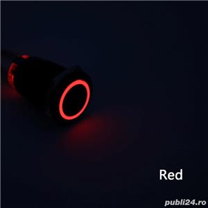 Buton antivandal 16mm, led 24V, tip reset (fara retinere) cu iluminat rosu verde albastru alb galben - imagine 3