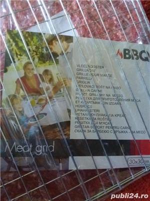 Gratar suport dublu NOU- BBQ- 30x30 cm- carne, peste, legume - imagine 4