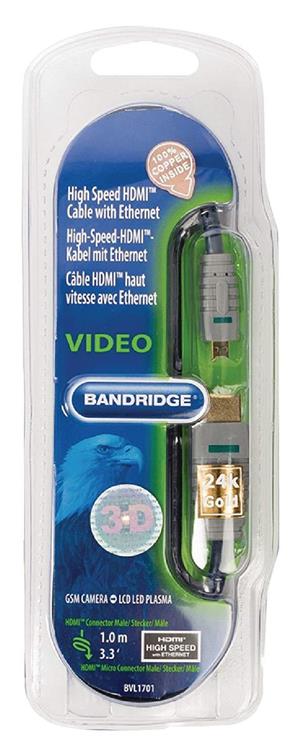 Cablu HDMI cu Ethernet Bandridge BVL1701 High-Speed (1m)