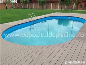 Piscina ovala Caribi din otel galvanizat 700x350x150 cm liner verde Antile