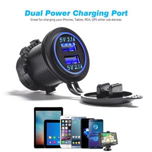 PRIZA bricheta AUTO cu USB mufa dubla 12V 24V incarcator montaj panou 2x 2.1A