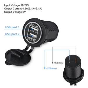 PRIZA bricheta AUTO cu USB mufa dubla 12V 24V incarcator montaj panou 2x 2.1A - imagine 8