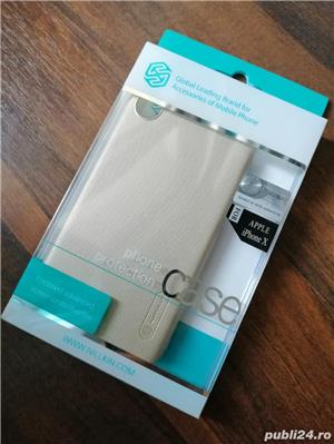 Husa iPhone X - Nillkin Frosted Shield Gold / Auriu, cu folie de protectie inclusa
