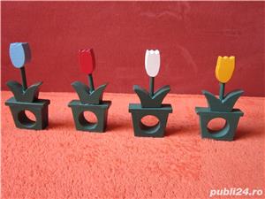 lalele din lemn inele decor festiv set vintage, made in Germany-un cadou inedit