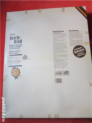 set goblen vintage Germany'80-necusut,cu ac,ate,rama lemn-cadou inedit - imagine 2