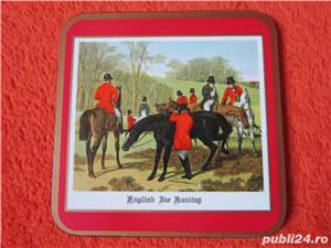 Cadou inedit -arta 'Fox hunting' Coasters -England 1970 by Pimpernel
