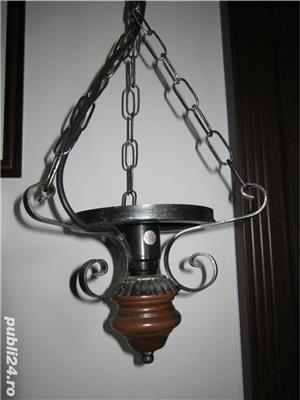   Candelabru vintage, fier forjat si lemn - imagine 2